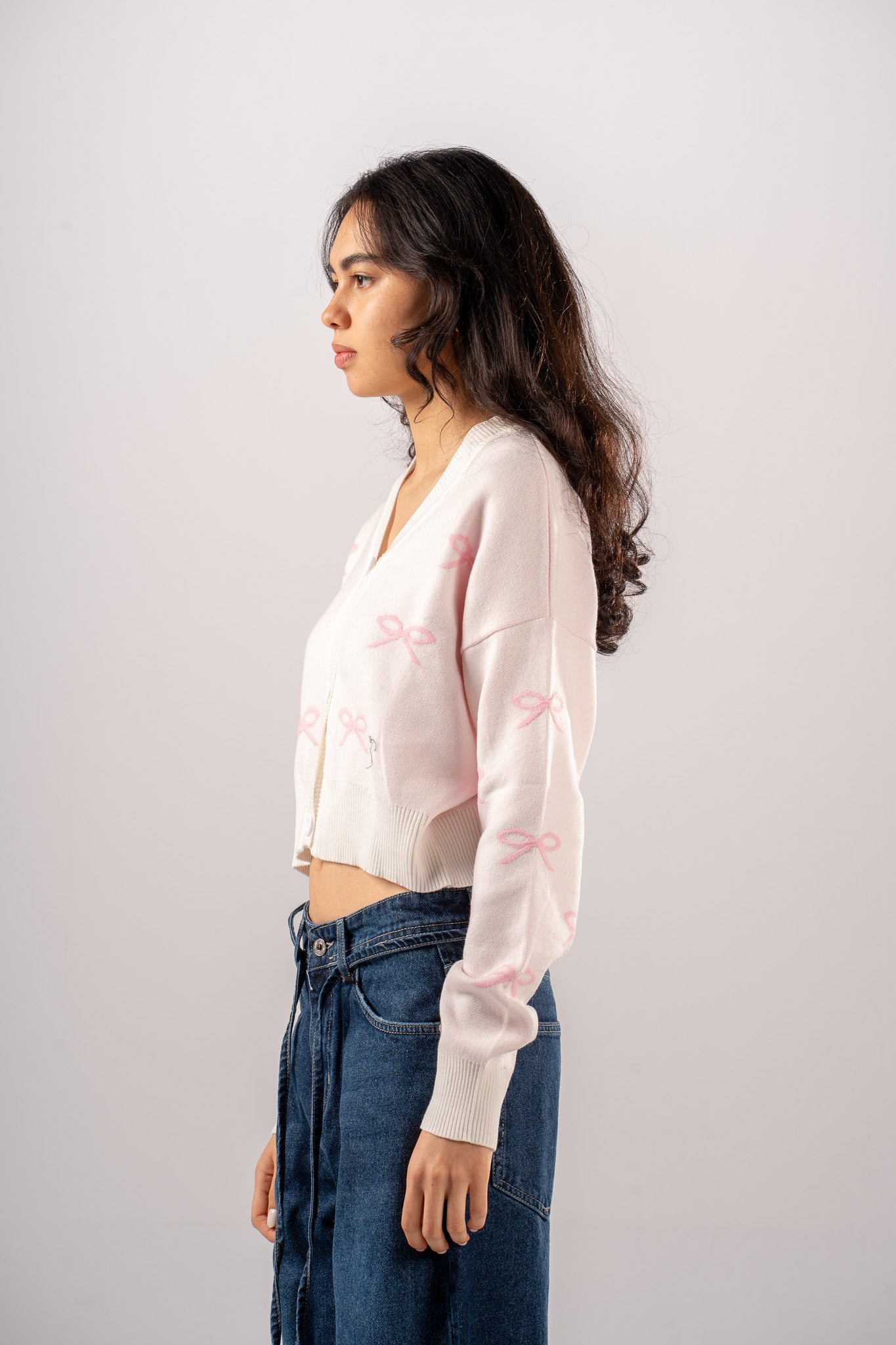 Bow V-Neck Cardigan